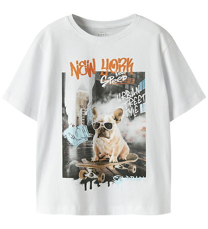 Name It T-shirt - NkmVoto - Bright White/Gatustil