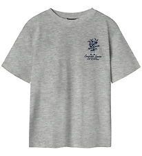 LMTD T-shirt - NlmKlant - Light Grey Melange/Tävling Blue