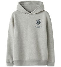LMTD Hoodie - NlmKlant - Light Grey Melange/Tävling Blue