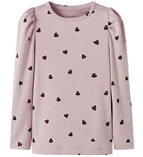Name It Tröja - NmfKheart - Polerat Lilac m. Hjärtan
