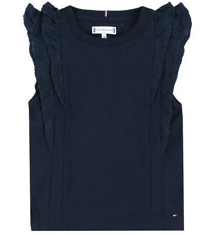 Tommy Hilfiger T-Shirt - Borduurwerk Engels - Dark Nacht Navy