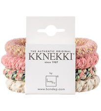 Kknekki Elastic Hair Bands - 4-Pack - Pink/White/Green/Blue