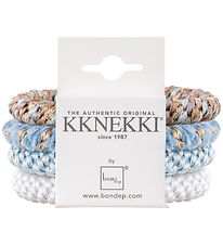 Kknekki Elastic Hair Bands - 4-Pack - Blue/White/Beige