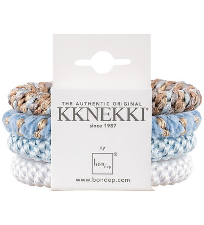 Kknekki Haargummis - 4er-Pack - Blau/Weiß/Beige