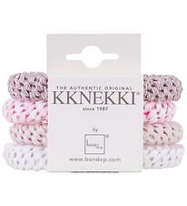 Kknekki Elastic Hair Bands - 4-Pack - Pink/White