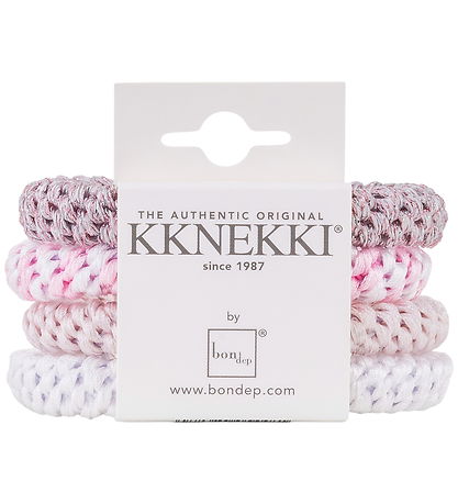 Kknekki Haargummis - 4er-Pack - Pink/Weiß