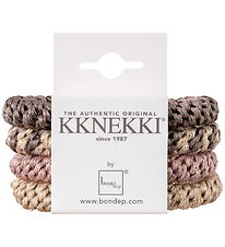 Kknekki Elastic Hair Bands - 4-Pack - Pink/Beige/Brown