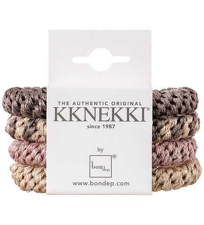 Kknekki Elastic Hair Bands - 4-Pack - Pink/Beige/Brown