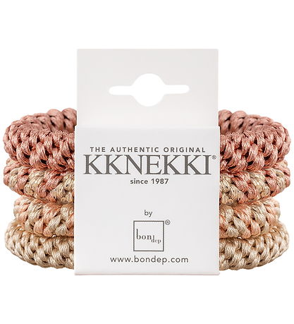 Kknekki Elastic Hair Bands - 4-Pack - Pink/Beige