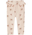 Lil' Atelier leggings - Rib - NbfGavo - Silver Peony/Bow