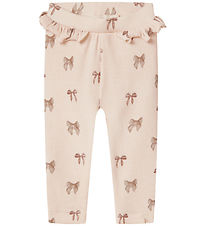 Lil' Atelier leggings - Rib - NbfGavo - Silver Peony/Bow