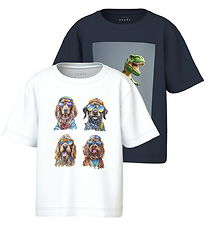 Name It T-shirts - NmmVoto - 2-Pack - Bright White/Navy Blazer/D
