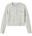 Name It Cardigan - Knitted - NkfKarin - Light Grey Melange/Bows