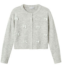 Name It Cardigan - Stickad - NkfKarin - Ljustgråmelerad/Bågar