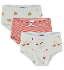 Petit Bateau Truser - 3-pack - Off White/Rød