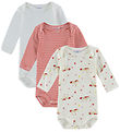 Petit Bateau Bodies l/ä - 3-pack - Off White/Röd