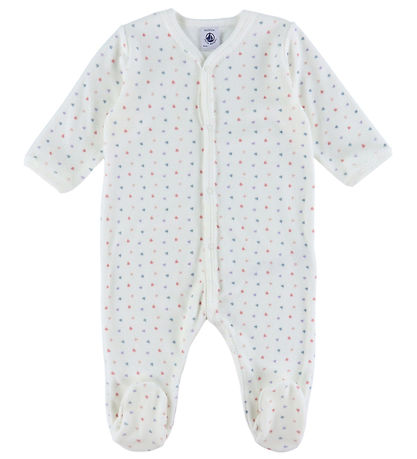 Petit Bateau Náttgalli - 2 Pakki - Hvítt/Bleikt M. Hjörtu/Rendur