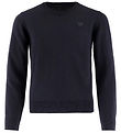 Emporio Armani Blússa - Prjónað - Ull/Bómull - Blue Dökkblátt