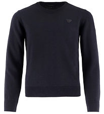 Emporio Armani Tröja - Stickad - Ull/Bomull - Blue Marinblå