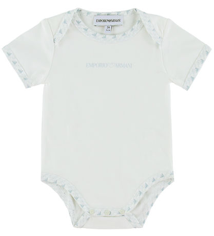 Emporio Armani Bodysuits s/s - 2-Pack - White/Light Blue w. Logo