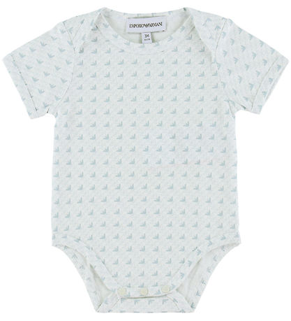 Emporio Armani Bodysuits s/s - 2-Pack - White/Light Blue w. Logo