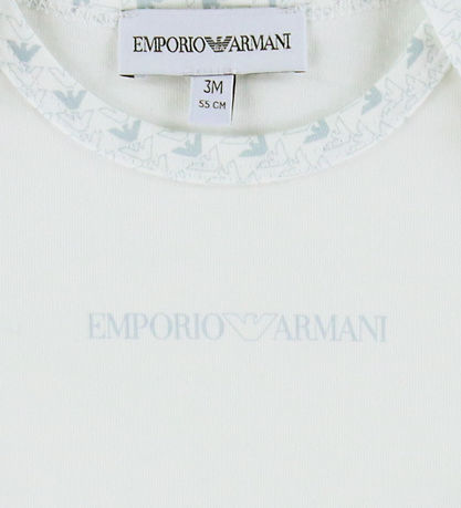 Emporio Armani Bodysuits s/s - 2-Pack - White/Light Blue w. Logo
