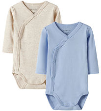 Name It Slå-om Bodyer l/æ - Noos - NbnBody - 2-pak - Blå/Beige