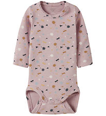 Name It Body l/æ - NbfKoral - Burnished Lilac m. Hulmønster