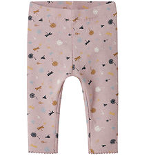 Name It Legging - NbfKoral - Polerad Lilac m. Hålmönster