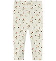Lil' Atelier Leggings - Rib - NbfLavo - Turtledove w. Flowers