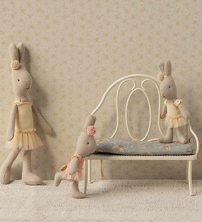 Maileg Miniature Vintage Bench - Rabbit/Hares - Off White