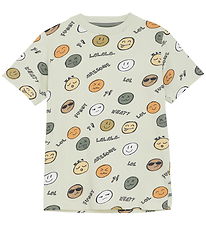Minymo T-shirt - Möra gröna blad m. Tryck