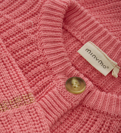 Minymo Cardigan - Knitted - Rib - Strawberry Ice
