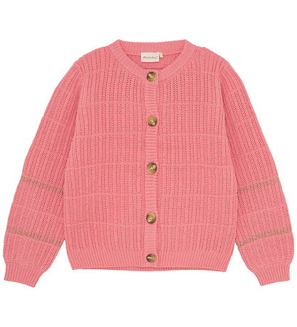 Minymo Cardigan - Knitted - Rib - Strawberry Ice
