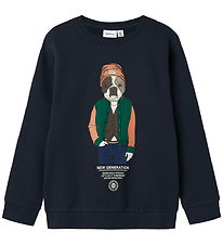 Name It Sweatshirt - NkmPsalko - Dark Sapphire m. Tryck