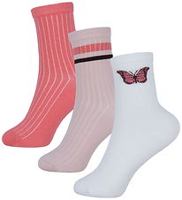 Name It Strumpor - 3-pack - NkfLuna - Bright White/Rapture Rose
