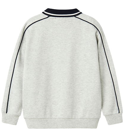 Name It Polo blouse - NkmKris - Light Grey Melange w. Print