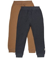 Minymo Sweatpants - 2-pack - Brun/Mörkgrå