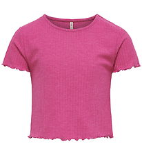 Kids Only T-shirt - Rib - Nej - KogNella - Raspberry Rose