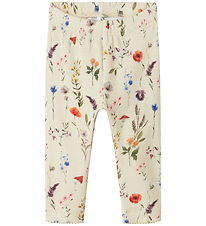 Name It Leggings - NbfLuxa - Peyote Melange m. Blommor