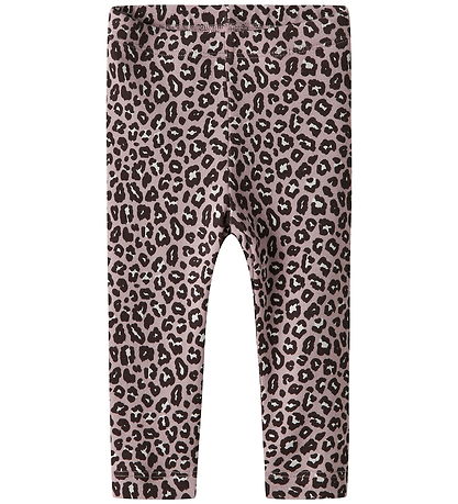 Name It Leggings - NbfLeoana - Brüniert Lilac m. Leopardprint