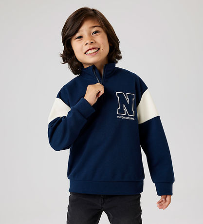 Name It Blouse - NkmDenno - Half Zip - Ombre Blue w. Print