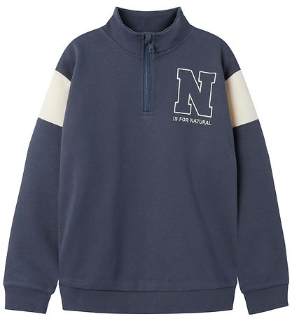 Name It Blouse - NkmDenno - Half Zip - Ombre Blue w. Print