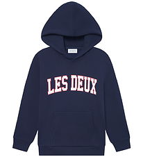 Les Deux Hoodie - Aidan - Dark Marinblå Blue m. Logo