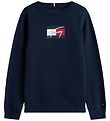 Tommy Hilfiger Peysa - Handritsfáni - Dark Nótt Dökkblátt