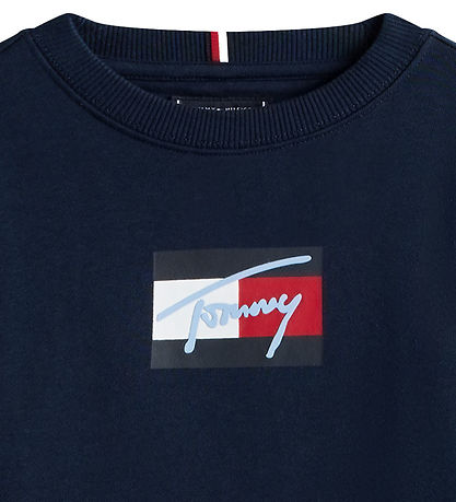 Tommy Hilfiger Sweatshirt - Script Vlag - Dark Nacht Navy