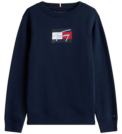 Tommy Hilfiger Sweatshirt - Script Vlag - Dark Nacht Navy