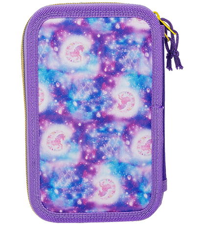 Unicorn Academy Pencil Case w. Contents - Double - Purple/Glitte