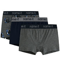 Name It Boxershorts - 3-pack - NkmBoxer - Mörkgråmelerad