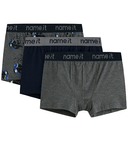 Name It Boxershorts - 3-pack - NkmBoxer - Mörkgråmelerad